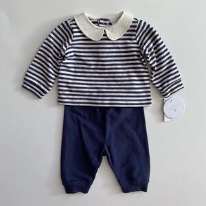 Edgehill Collection Baby Boys Peter Pant Stripe Long Sleeve Shirt & Pants Set